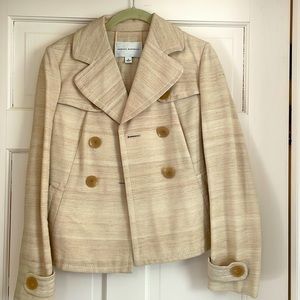 Tan cotton silk blend cropped trench